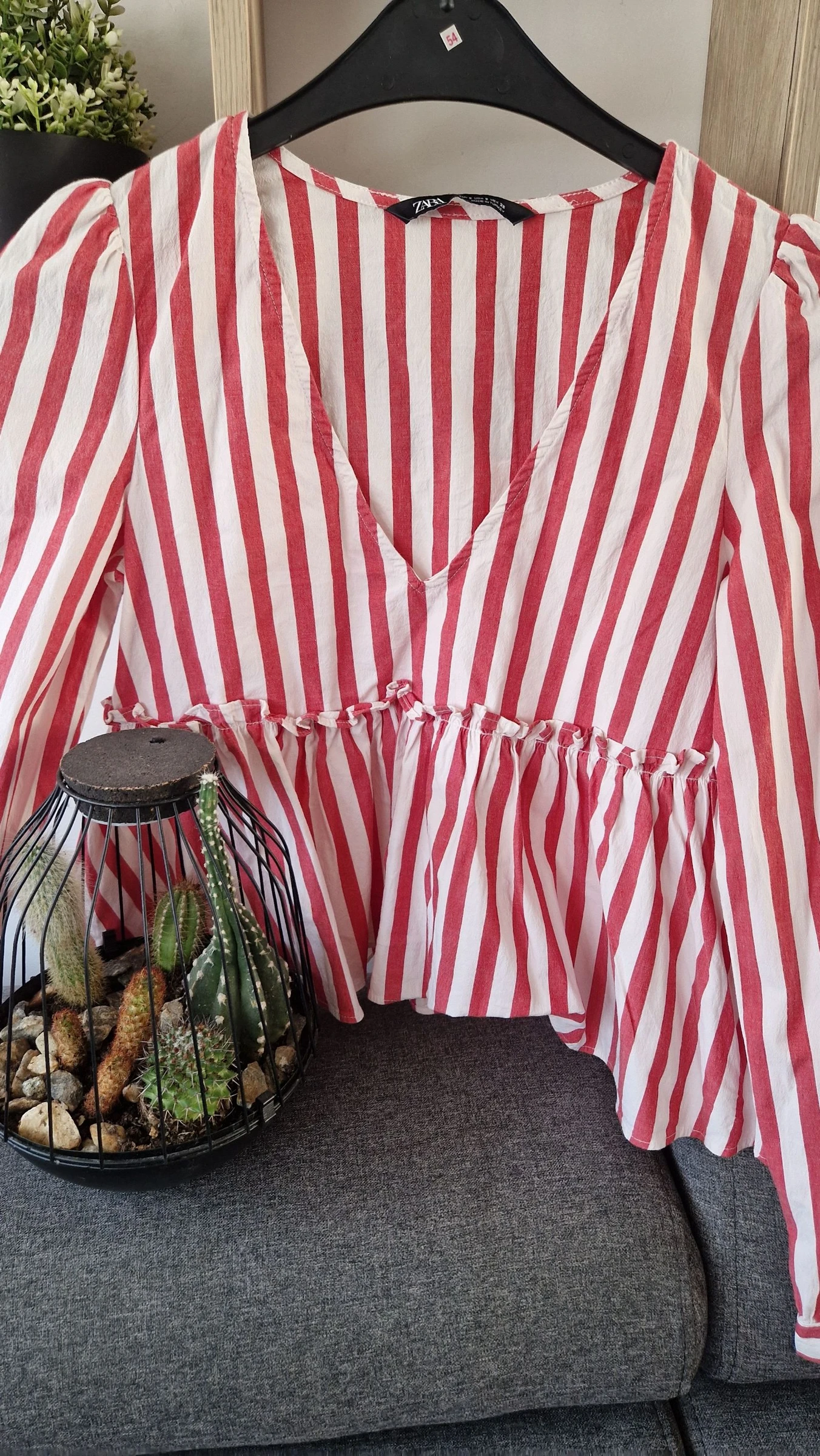 ✨ ZARA red and white blouse Size S ✨ – photo 6